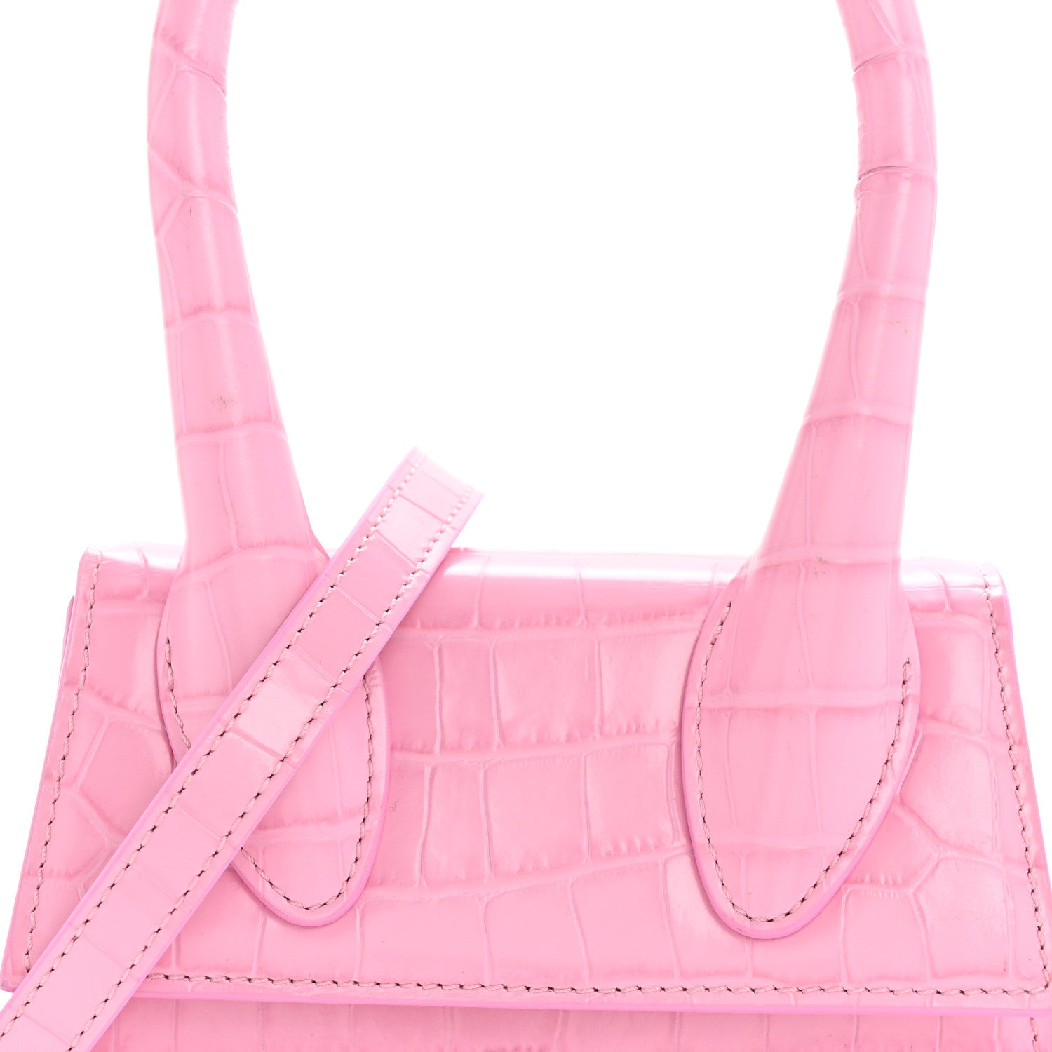 Jacquemus Calfskin Crocodile Embossed Le Chiquito Pink 7 of 9