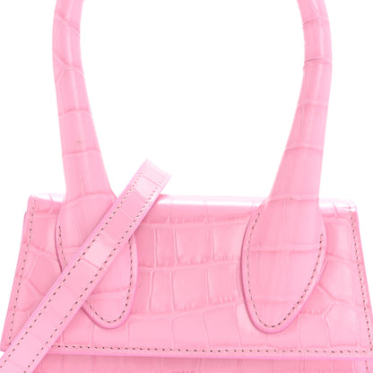 Jacquemus Calfskin Crocodile Embossed Le Chiquito Pink 7 of 9