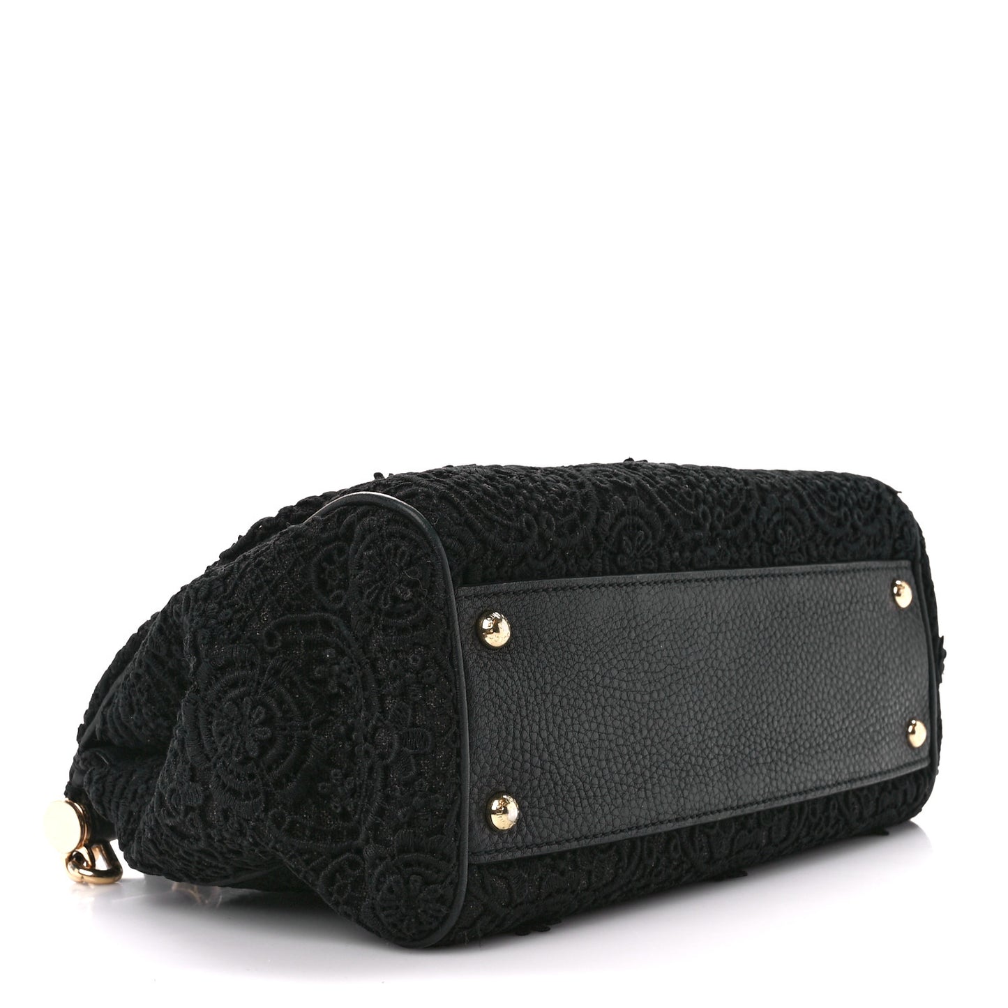 DOLCE & GABBANA Calfskin Lace Miss Sicily Satchel Black