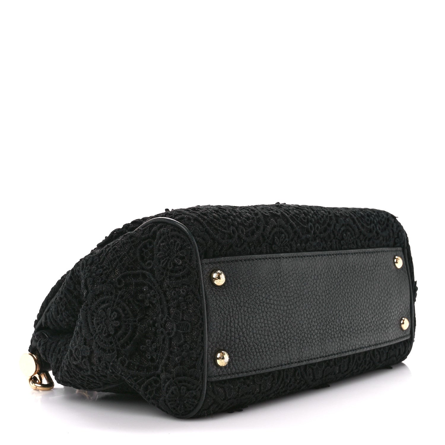 Dolce & Gabbana DOLCE & GABBANA Calfskin Lace Miss Sicily Satchel Black 4 of 14