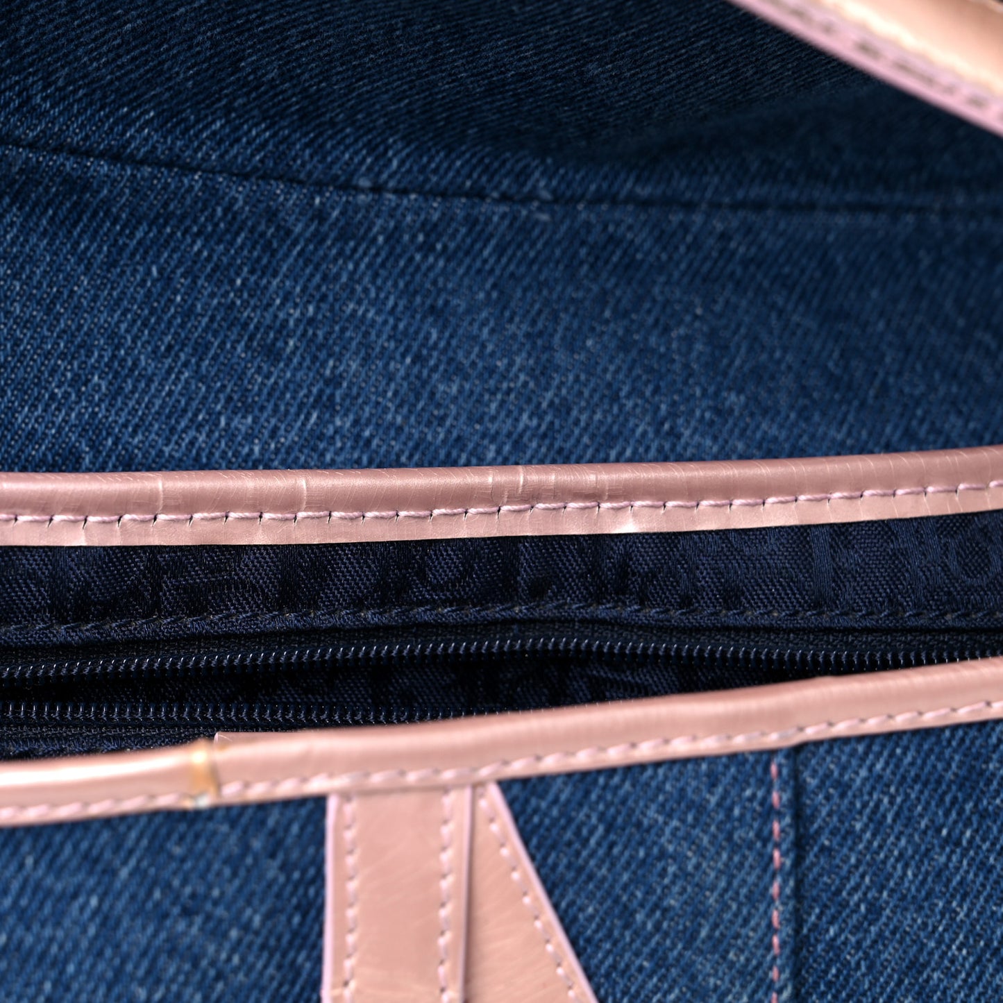 Patent Denim Jeans Saddle Bag Blue Pink