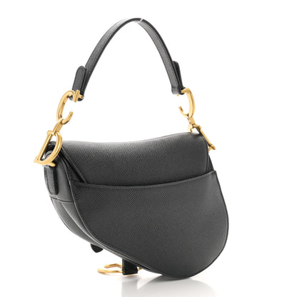 Christian Dior Grained Calfskin Mini Saddle Bag Black 3 of 10
