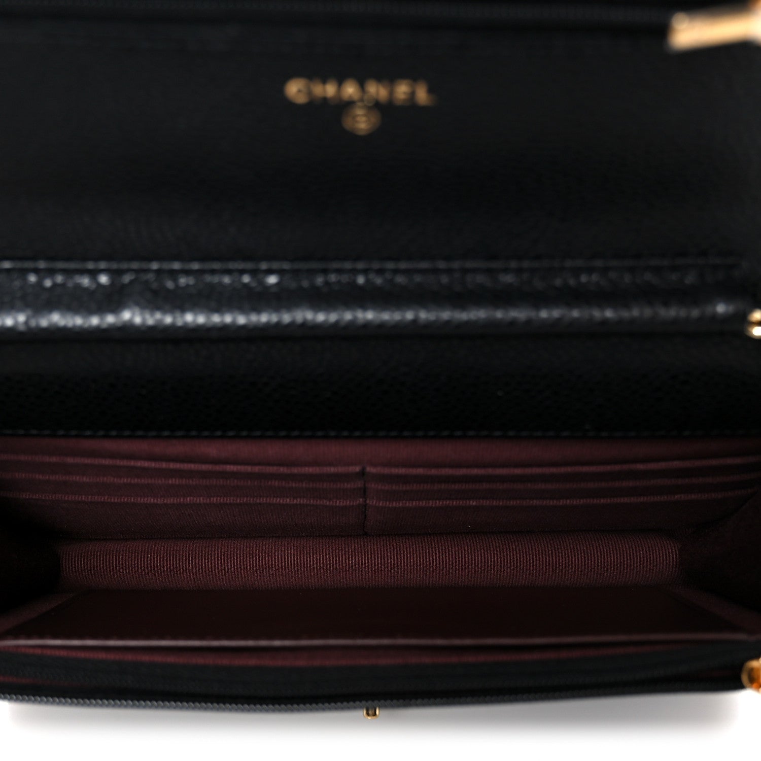 Chanel Caviar Quilted CC Turnlock Wallet On Chain WOC Black 5 of 12