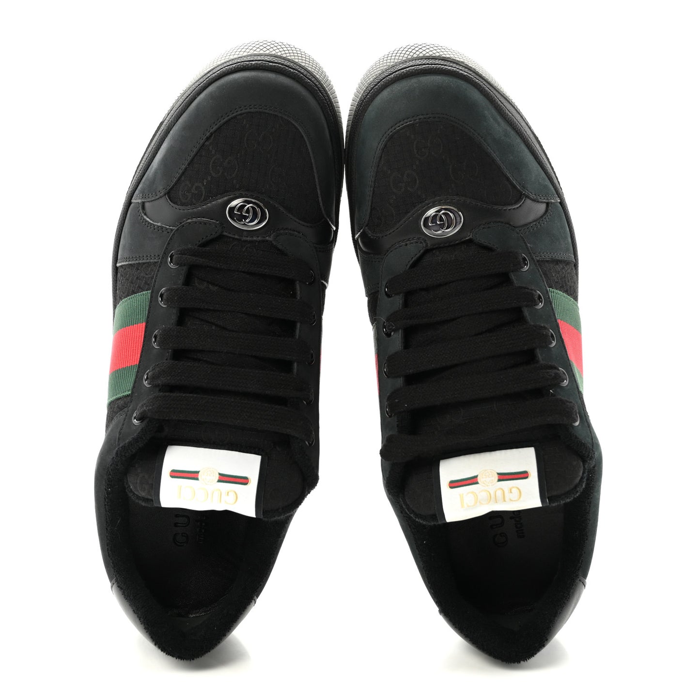 Suede Calfskin Nylon GG Monogram Web Mens Screener Sneakers 9 Black