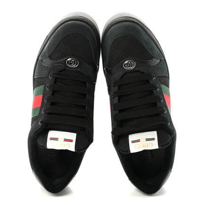 Gucci Suede Calfskin Nylon GG Monogram Web Mens Screener Sneakers 9 Black 2 of 9