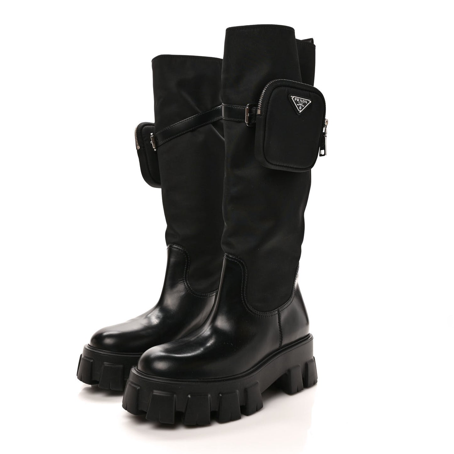 Spazzolato Rois Re-Nylon Metal Triangle Logo Monolith Pouch Pocket 55mm Tall Boots 39 Black