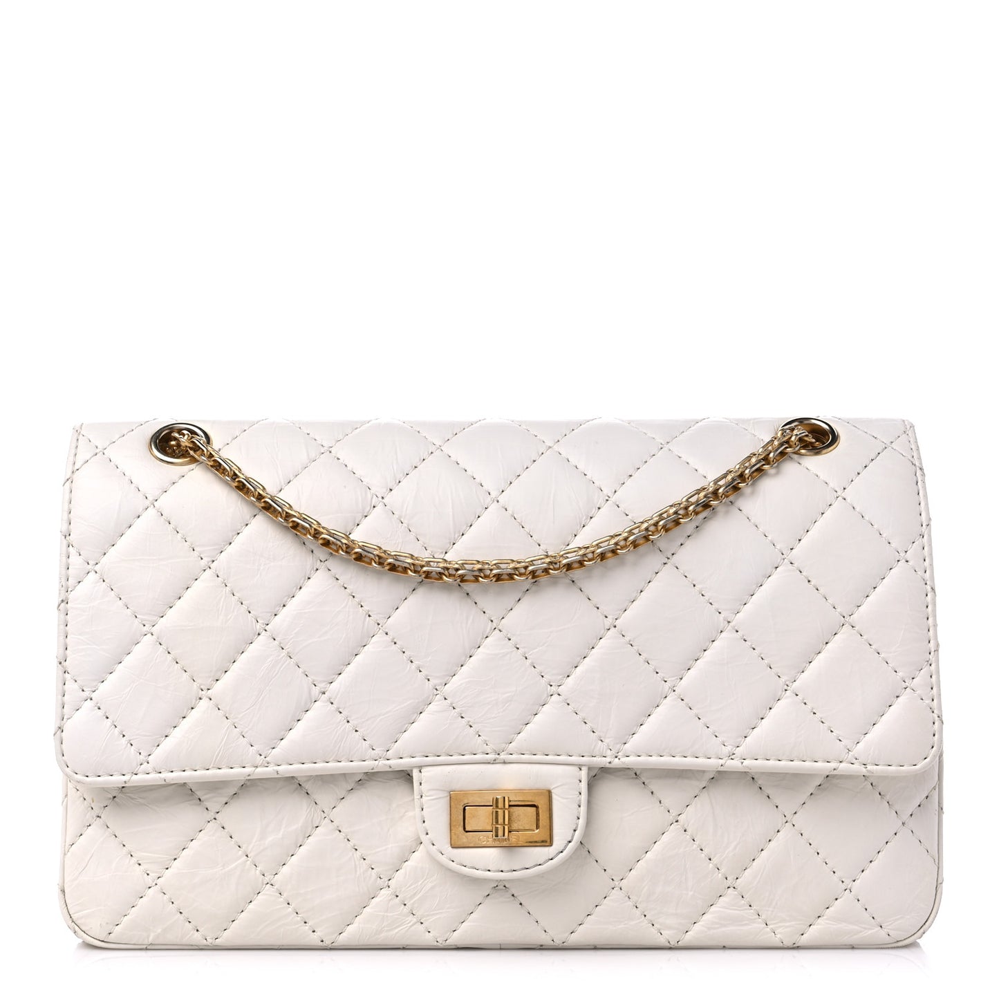 Aged Calfskin Quilted 2.55 Reissue 226 Flap White