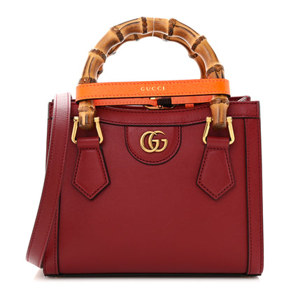 Gucci Wonka Grain Calfskin Mini Diana Tote Bag Dark Red Orange Fluo 1 of 10
