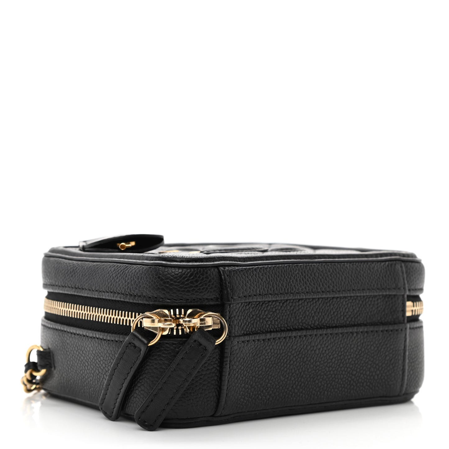Caviar Quilted Small CC Filigree Vanity Case Black