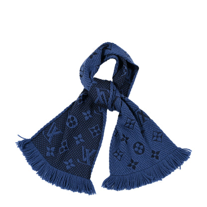 Louis Vuitton Wool Silk Logomania Scarf Denim Dark 1 of 7
