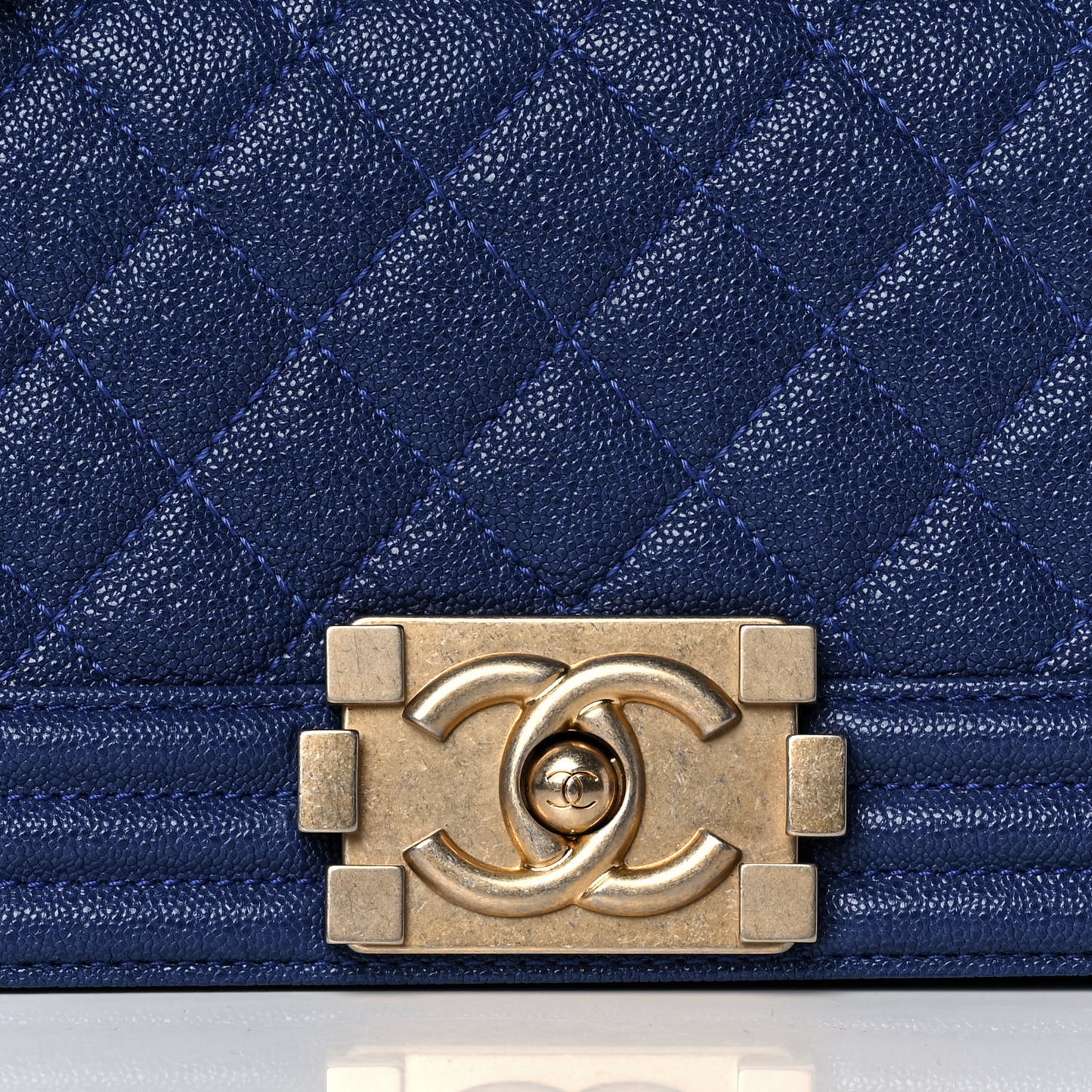 Caviar Quilted Small Boy Flap Blue