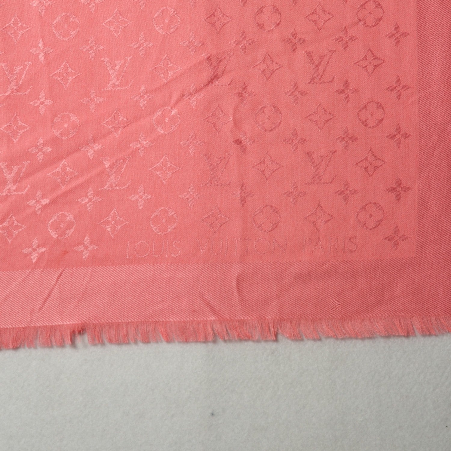 Louis Vuitton Silk Wool Monogram Shawl Corail 8 of 10