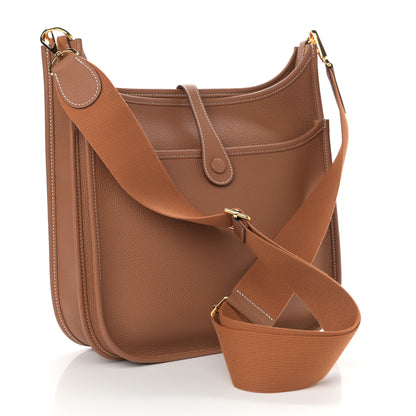 Hermes Taurillon Clemence Evelyne III PM Gold 3 of 11