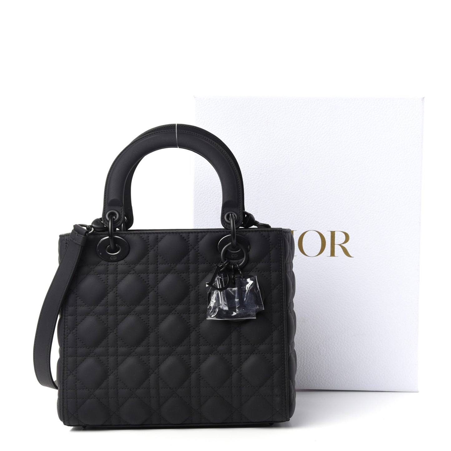 Ultra Matte Calfskin Cannage Medium Lady Dior Black