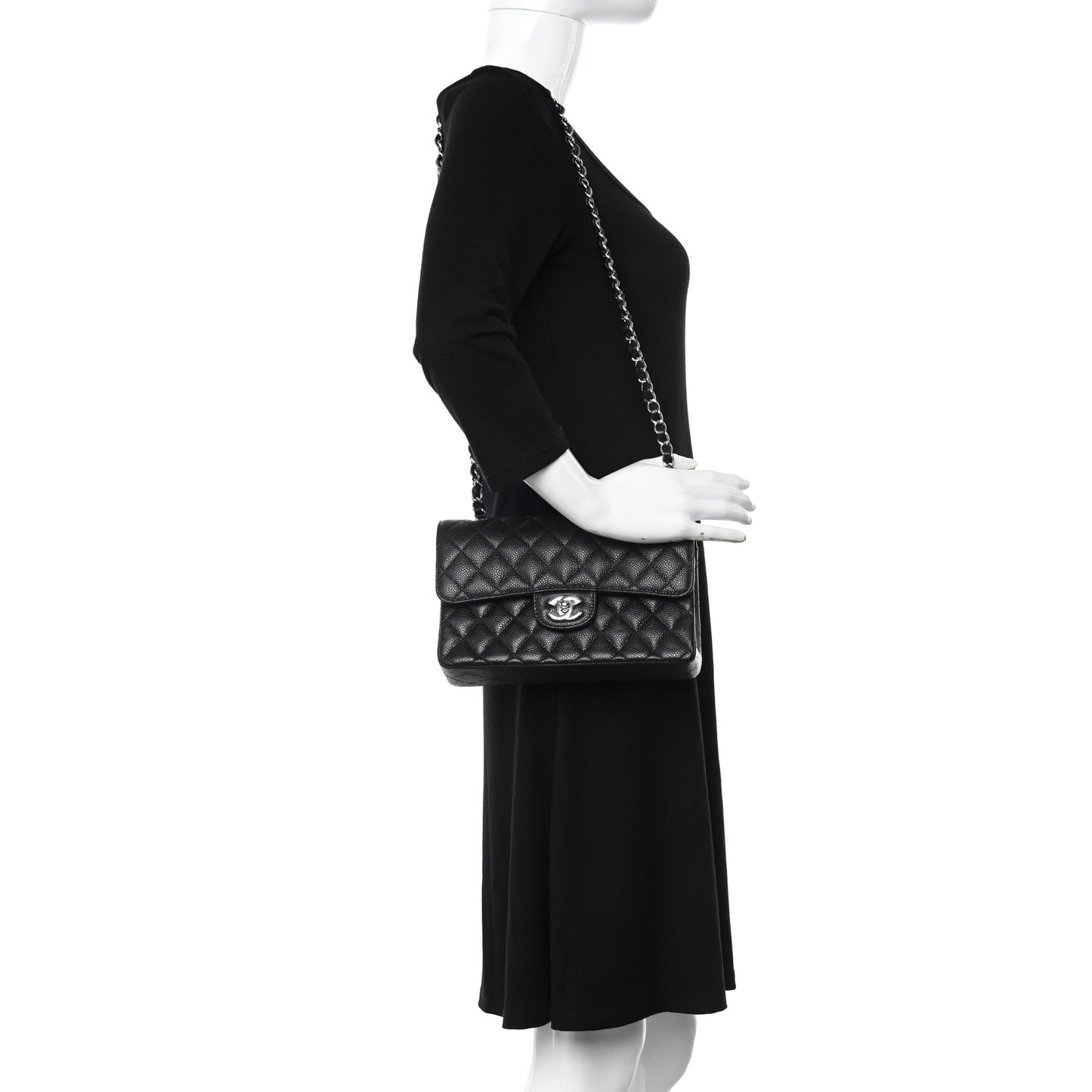 Caviar Quilted Small Double Flap Black