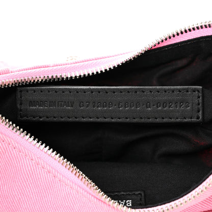 Balenciaga Washed Frayed Denim Crystal Le Cagole Shoulder Bag XS Denim Pink 8 of 11