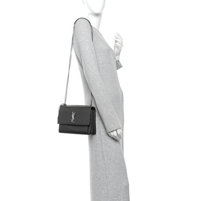 Saint Laurent Grained Calfskin Medium Monogram Sunset Fog 2 of 9