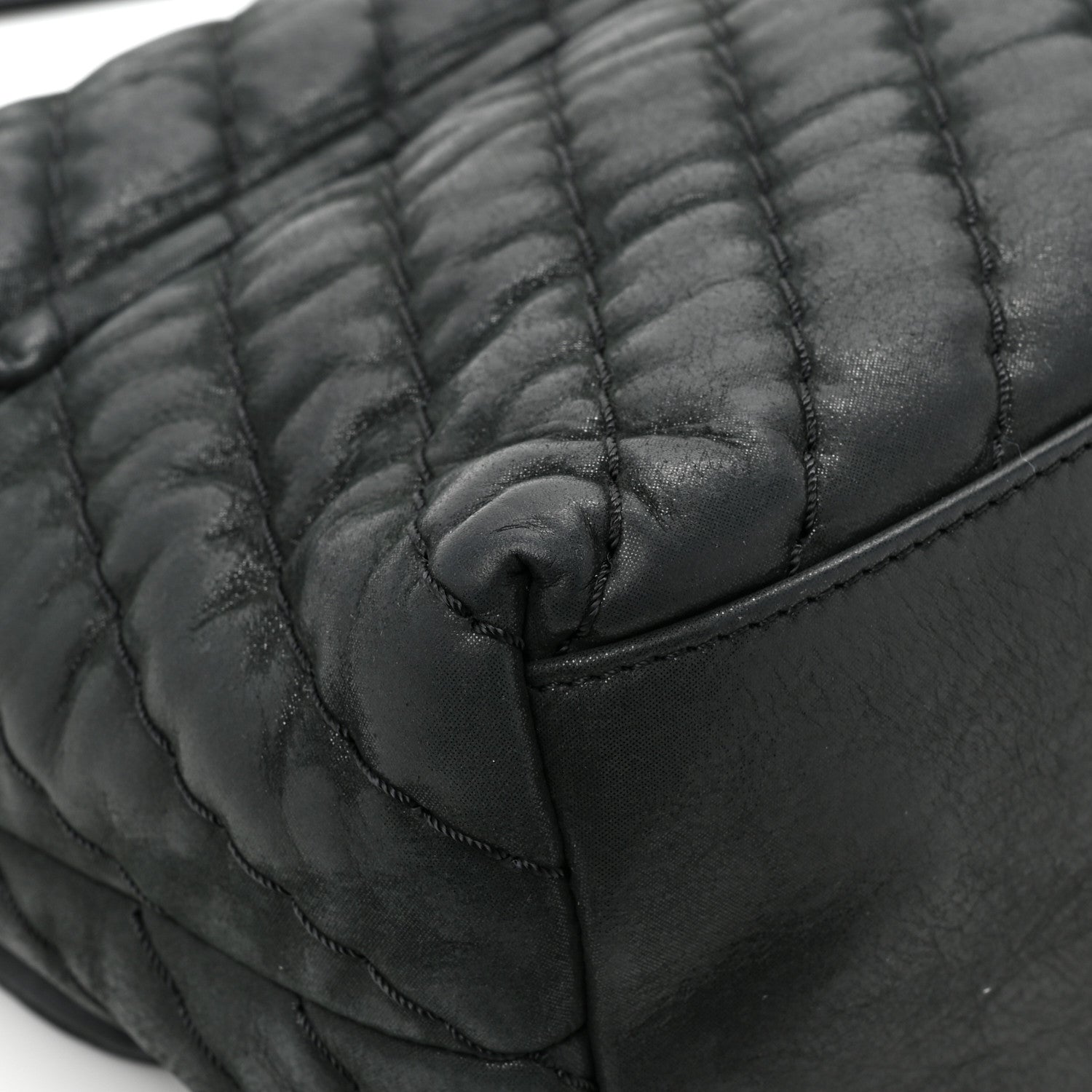 Chanel Iridescent Calfskin Surpique Chevron Large Flap Black 14 of 16