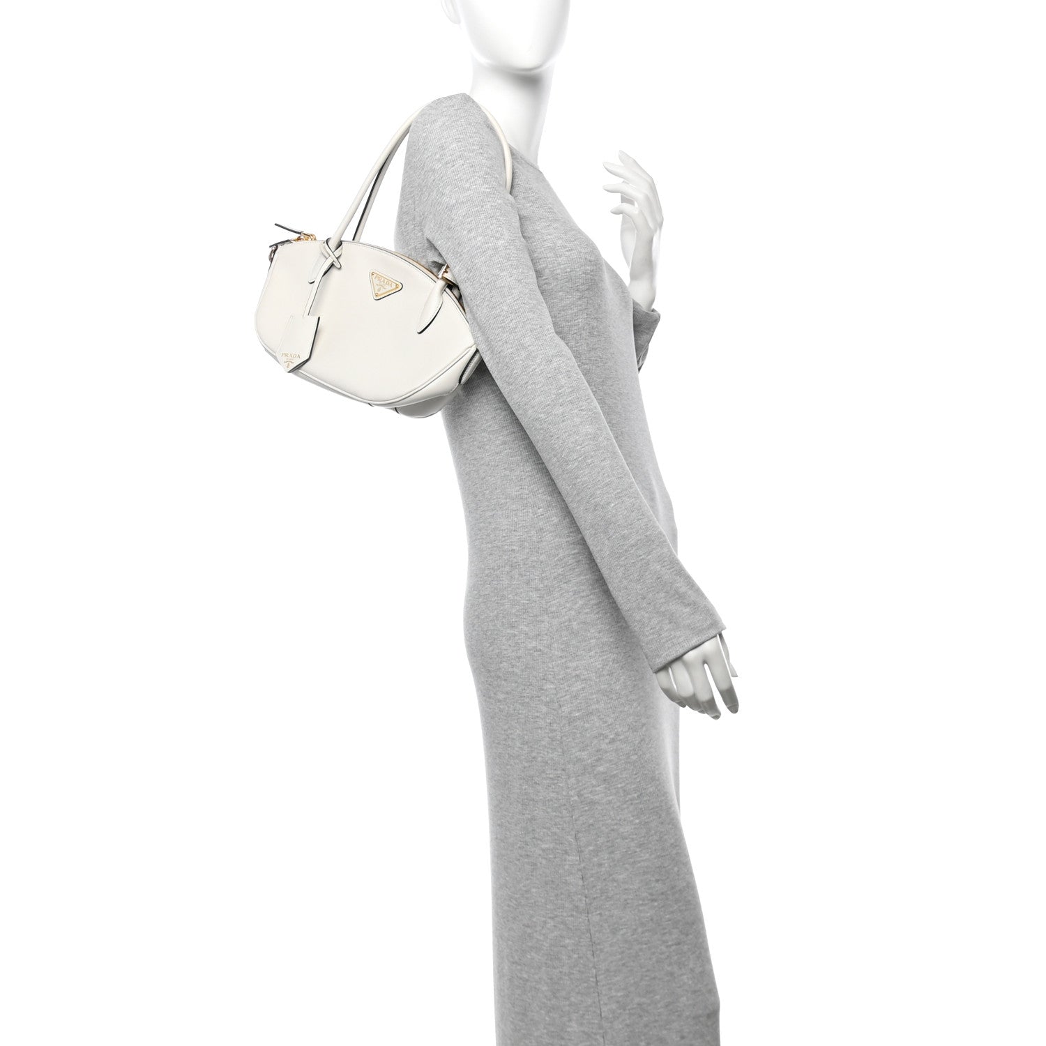 Prada City Calfskin Small Triangle Shoulder Bag White 2 of 9