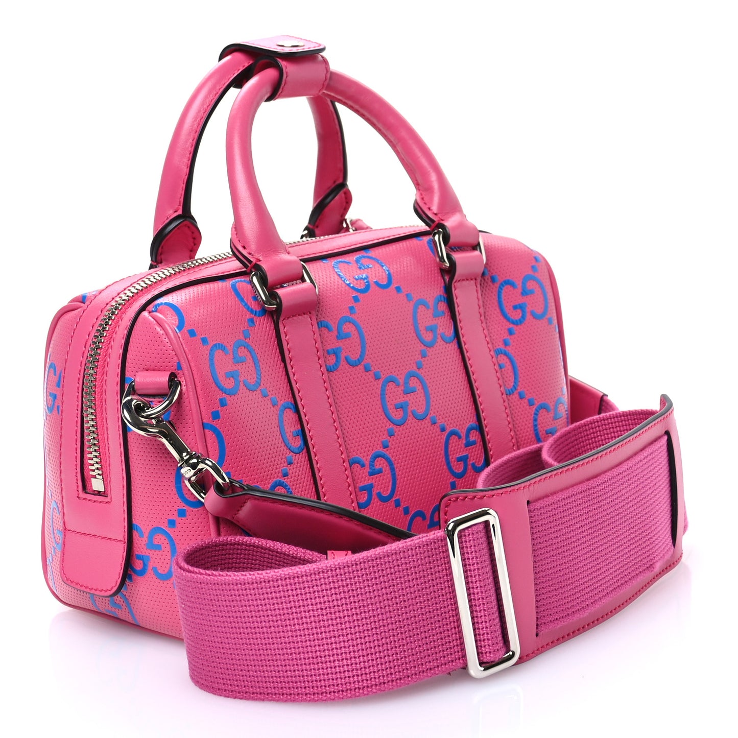 Calfskin GG Tennis Bi-Color Embossed Mini Duffle Bag Modern Fucsia Modern Blue