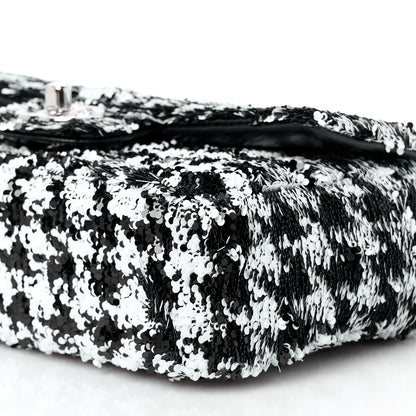 Chanel Sequin Houndstooth Small Flap Black White 11 of 12