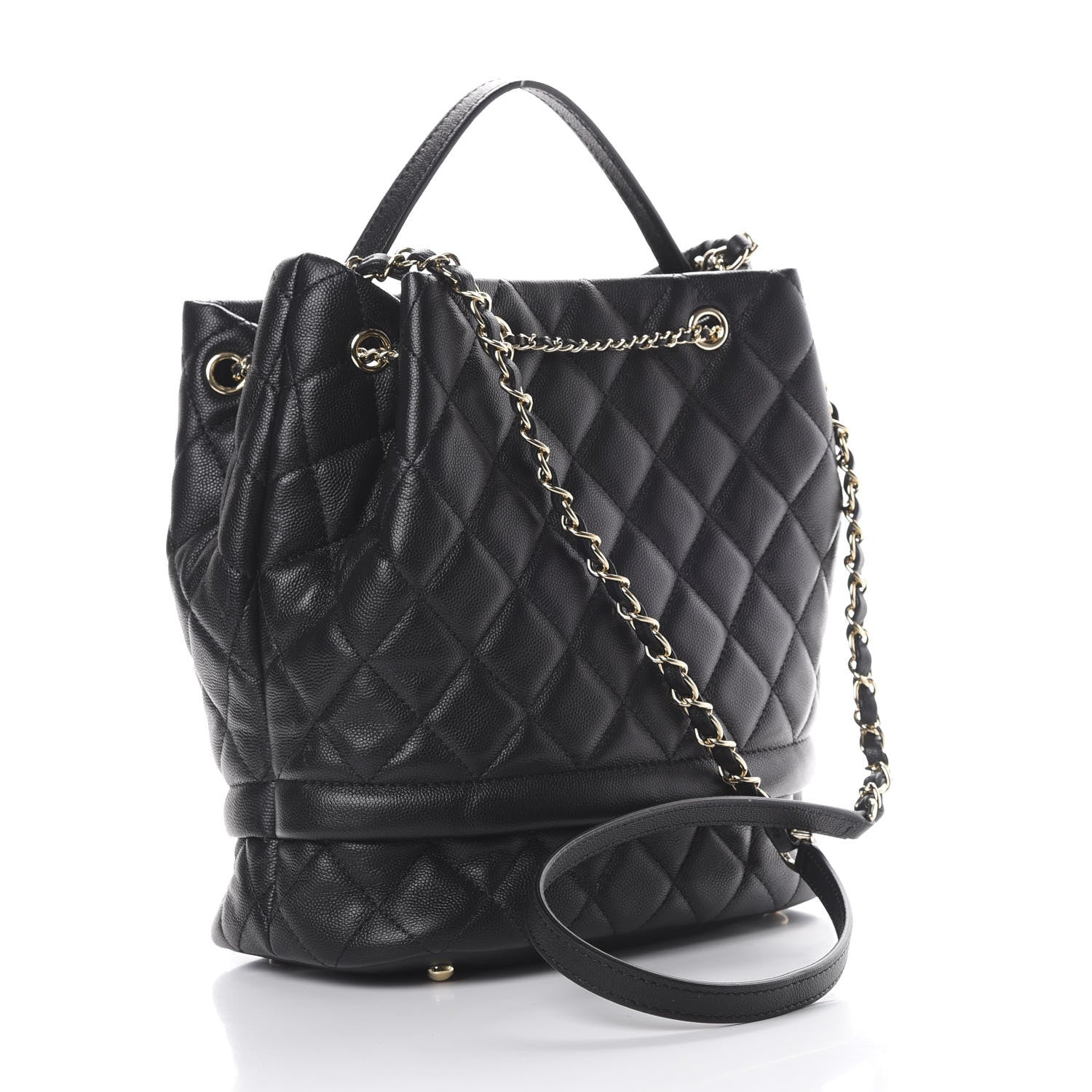 Chanel Caviar Quilted Large Rolled Up Bucket Drawstring Bag Black 2 of 16