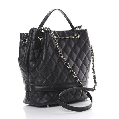 Chanel Caviar Quilted Large Rolled Up Bucket Drawstring Bag Black 2 of 16