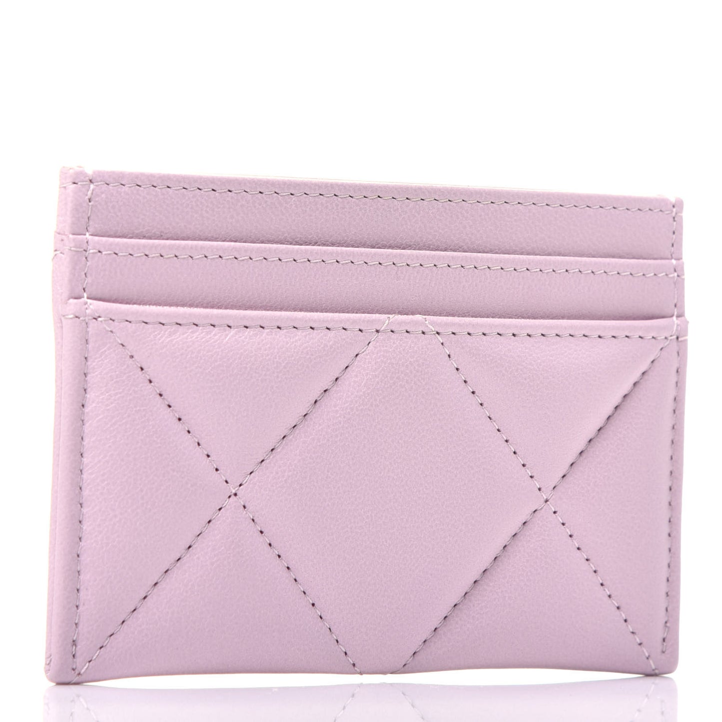 Lambskin Quilted Chanel 19 Card Holder Light Pink