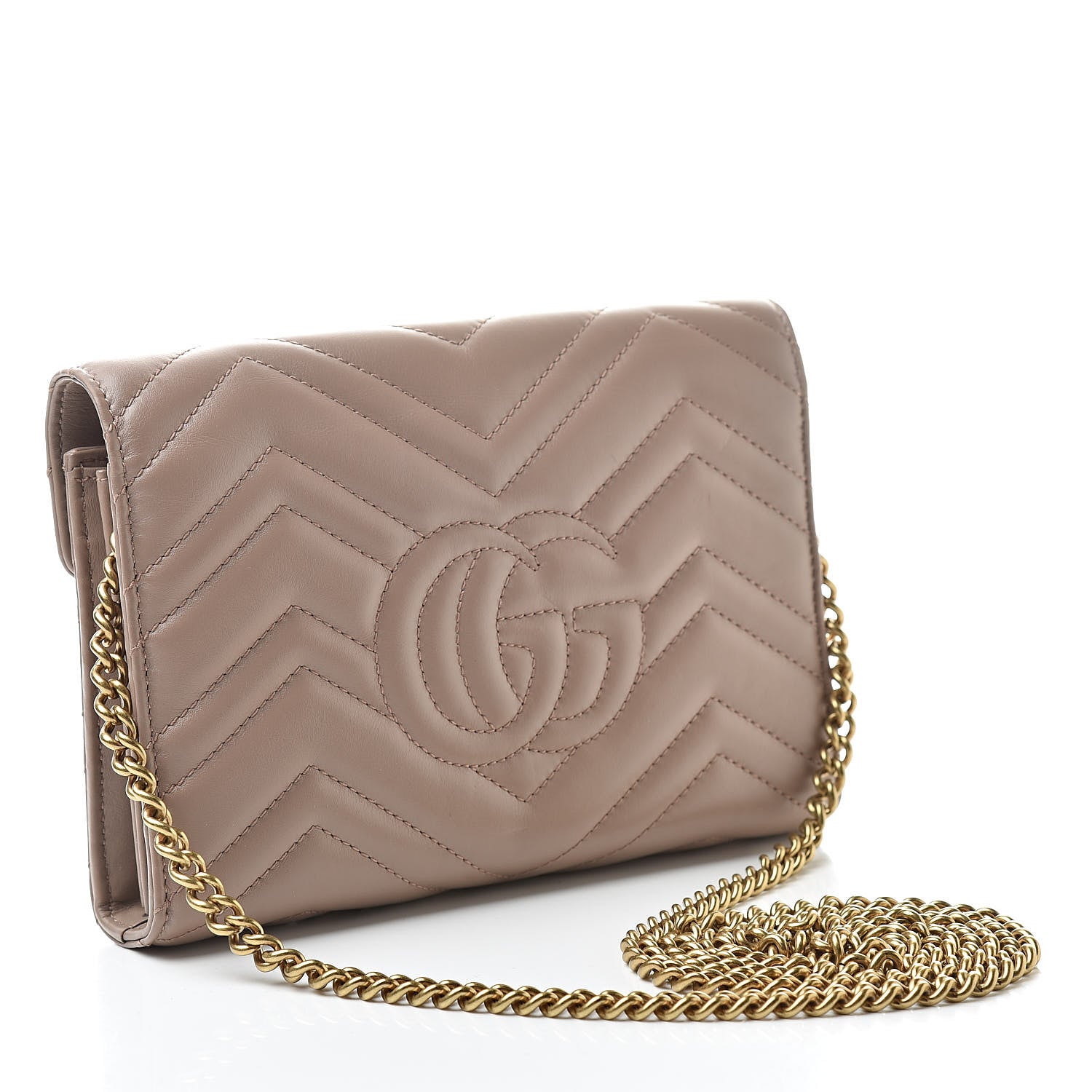 Gucci Calfskin Matelasse GG Marmont Chain Wallet Porcelain Rose 3 of 11