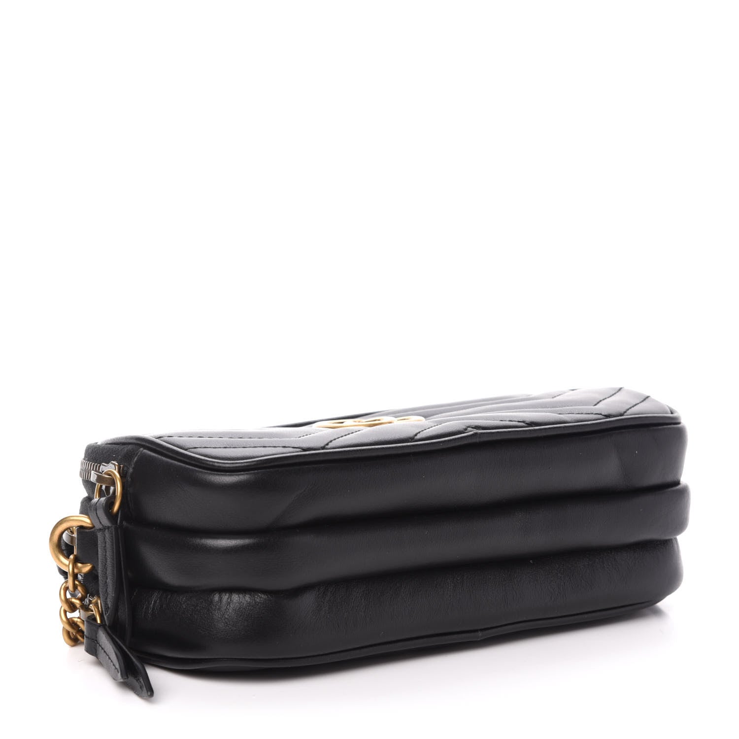 Gucci Calfskin Matelasse Mini GG Marmont Chain Crossbody Bag Black 4 of 13