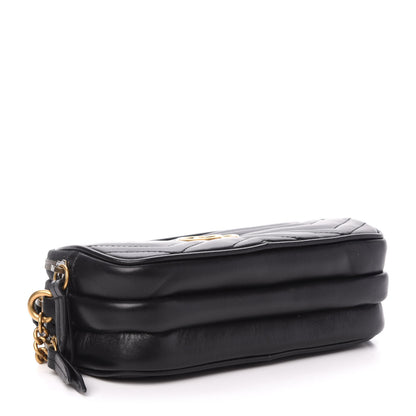 Gucci Calfskin Matelasse Mini GG Marmont Chain Crossbody Bag Black 4 of 13