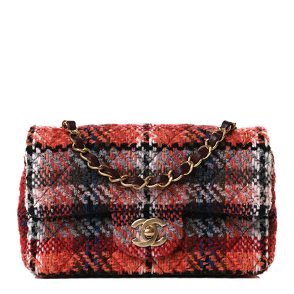 Chanel Tweed Quilted Mini Rectangular Flap Red Multicolor 1 of 18