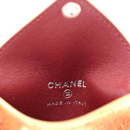 Chanel Metallic Lambskin Card Holder With Strap Gold 6 of 8