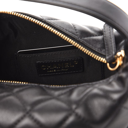 Chanel Lambskin Quilted Small Perfect Meeting Hobo Black 8 of 10