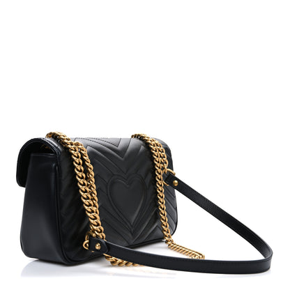 Gucci Calfskin Matelasse Small GG Marmont Shoulder Bag Black 3 of 10