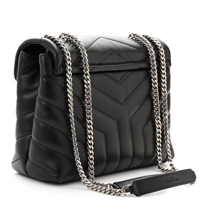 Saint Laurent Calfskin Y Quilted Monogram Small Loulou Chain Satchel Black 3 of 10