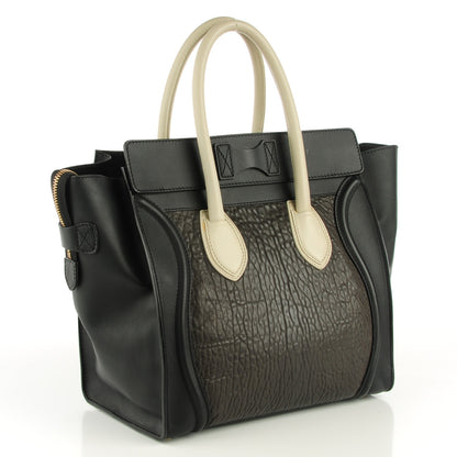 Celine Smooth Calfskin Shrunken Lambskin Mini Tri-Color Luggage Black 3 of 8