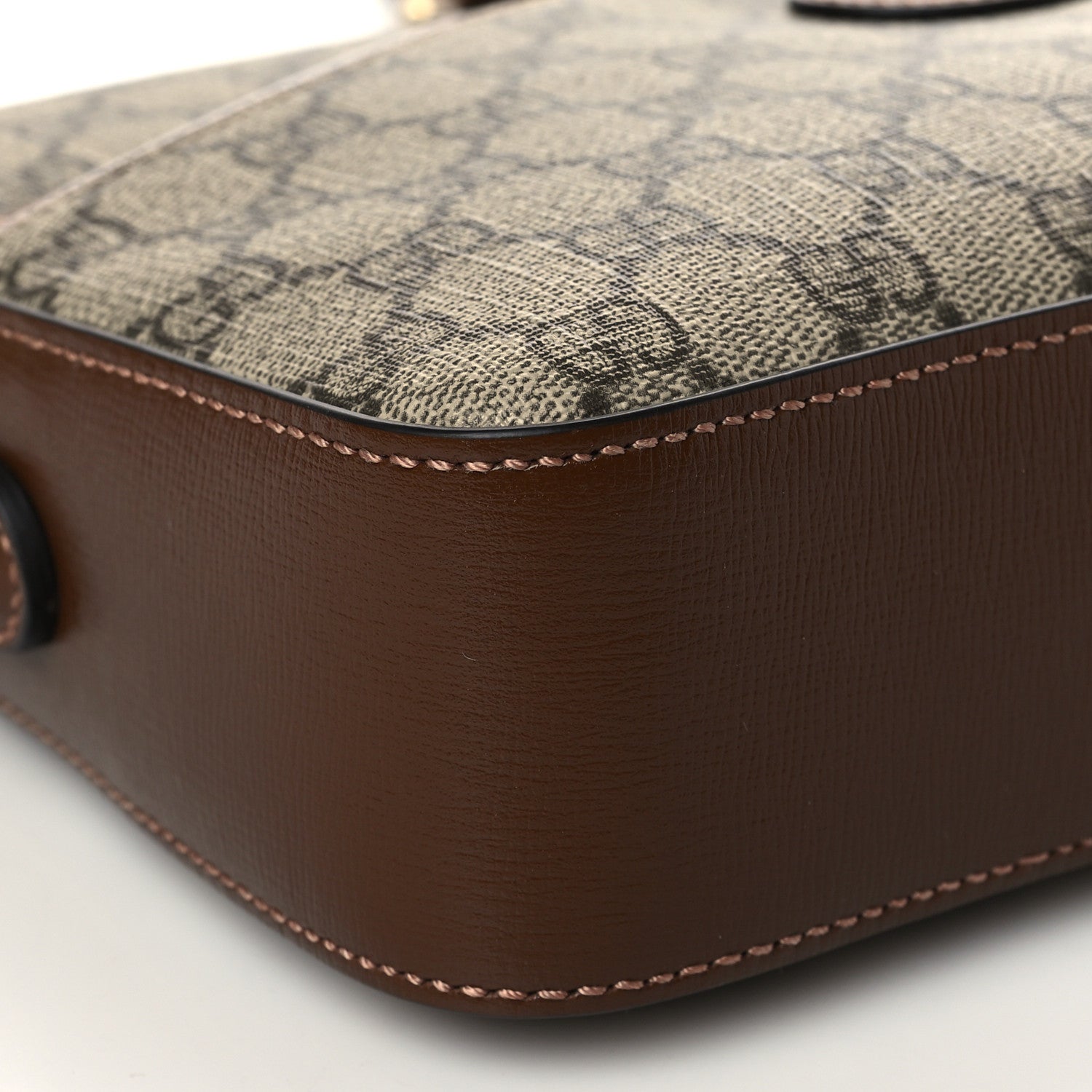 Gucci GG Supreme Monogram Azalea Calfskin Retro Interlocking G Messenger Shoulder Bag Beige Ebony Brown Sugar 7 of 8