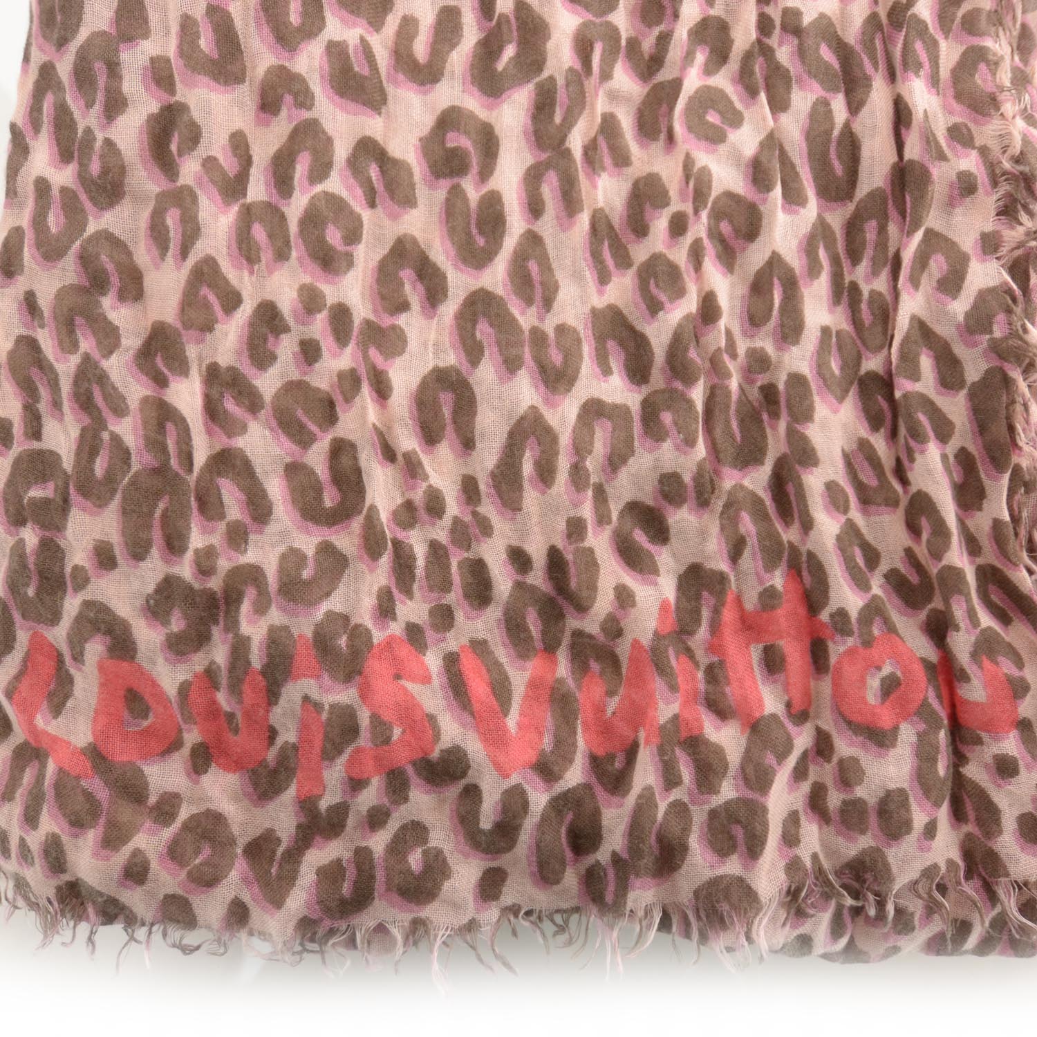 Louis Vuitton Cashmere Silk Leopard Stole Camel 4 of 5