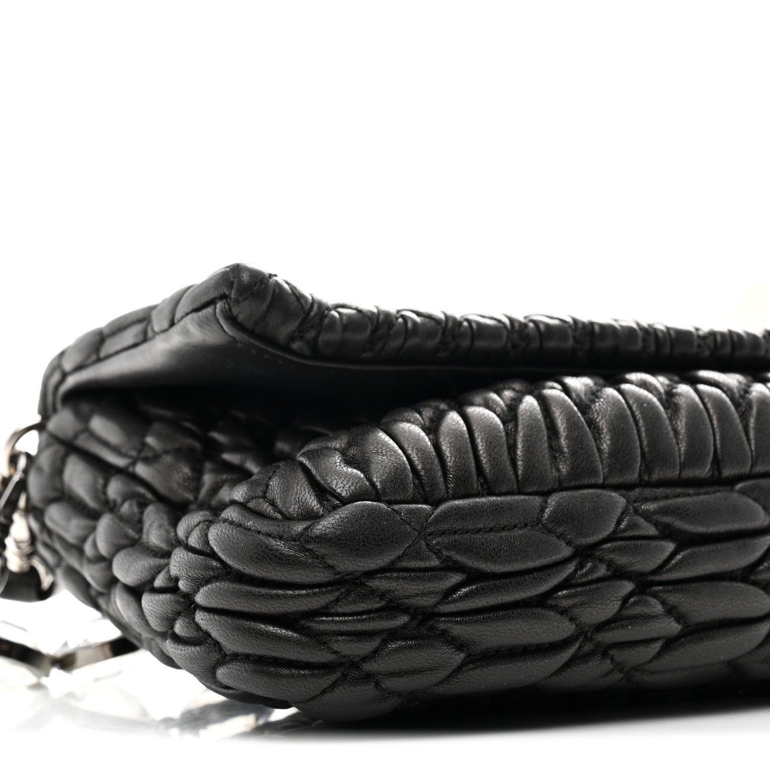 Miu Miu Nappa Matelasse Crystal Flap Clutch Black 1855863