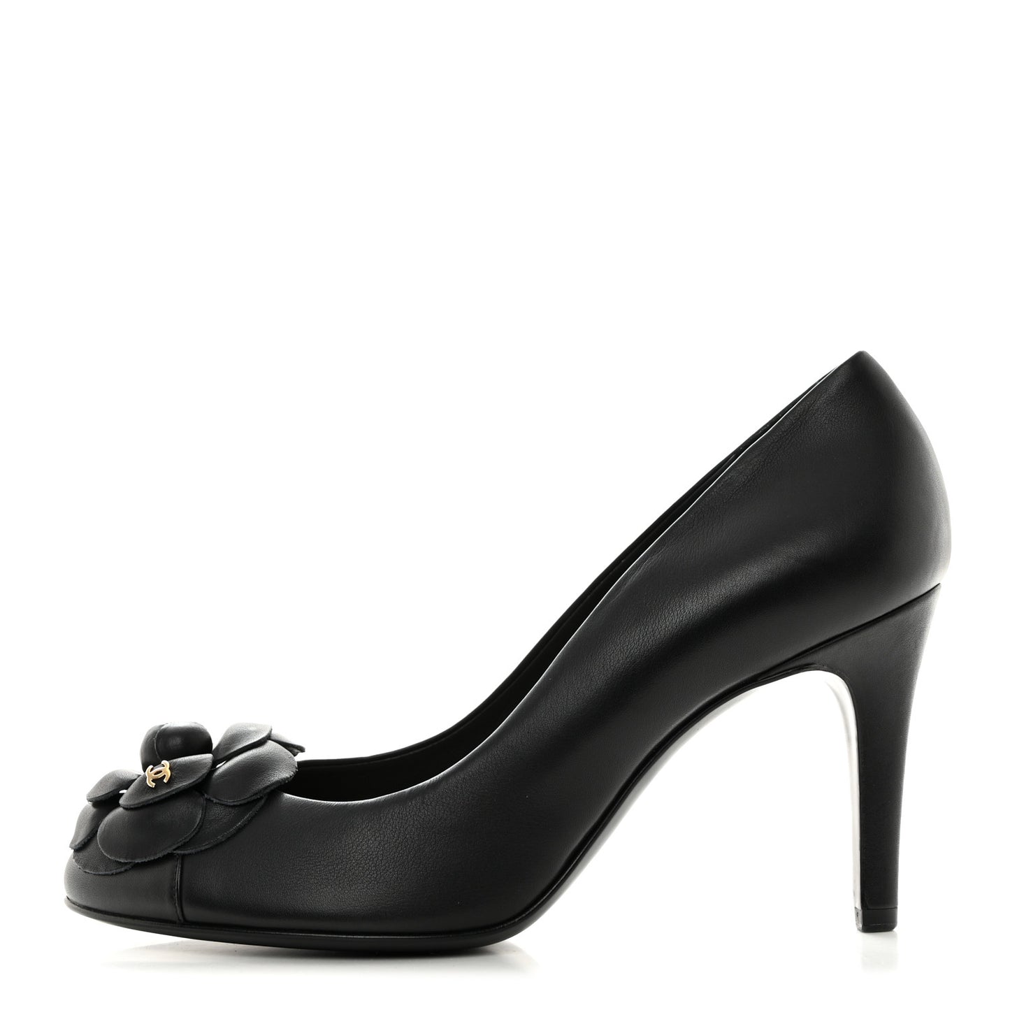 Lambskin Camellia Pumps 39.5 Black