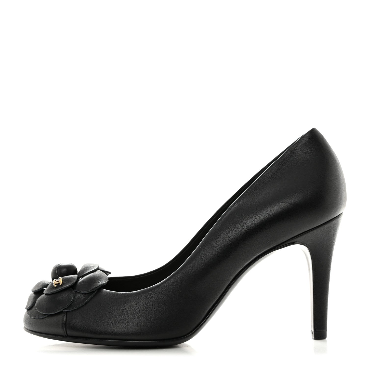 Chanel Lambskin Camellia Pumps 39.5 Black 1 of 8