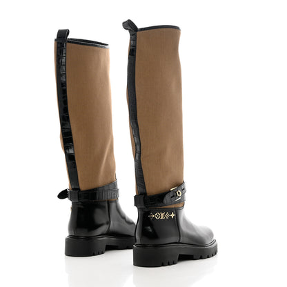 Louis Vuitton Canvas Calfskin Territory Flat High Ranger Boots 39 Khaki 4 of 12