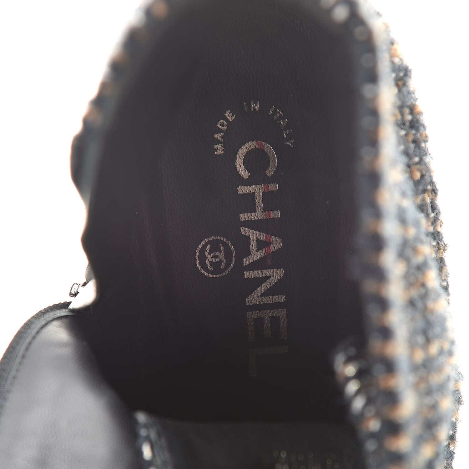 Chanel Tweed Quilted Lace Up Short Boots 40.5 Black Multicolor 7 of 8