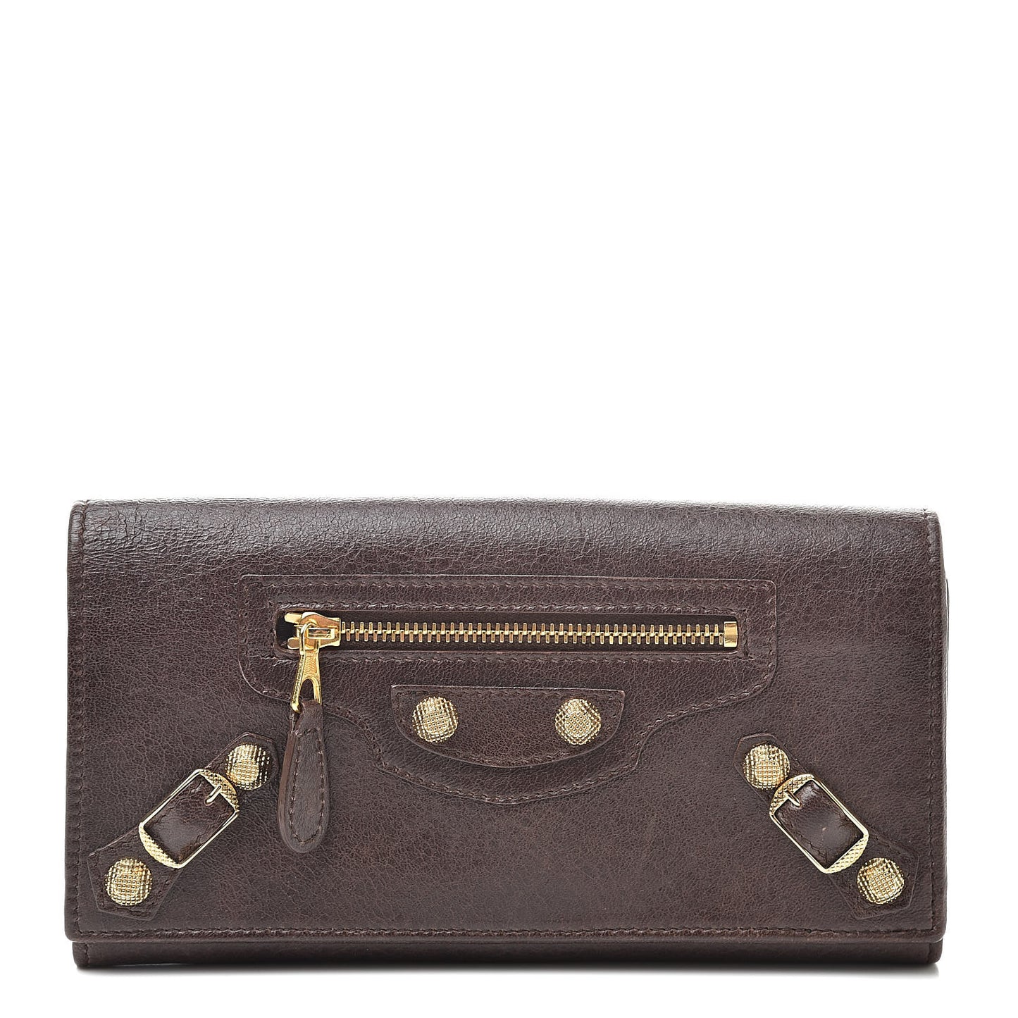 Agneau Giant 12 Gold Hardware Money Wallet Cigare Fonce