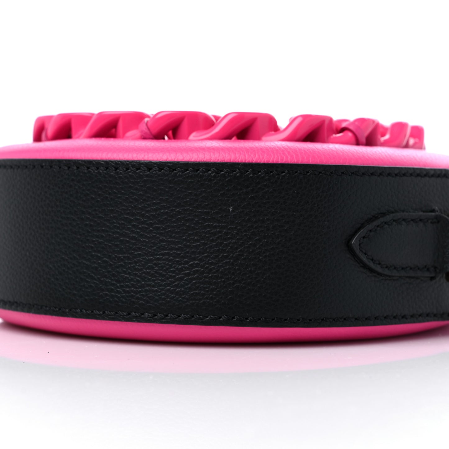Calfskin Mini La Medusa Chain Round Crossbody Bag Fuchsia