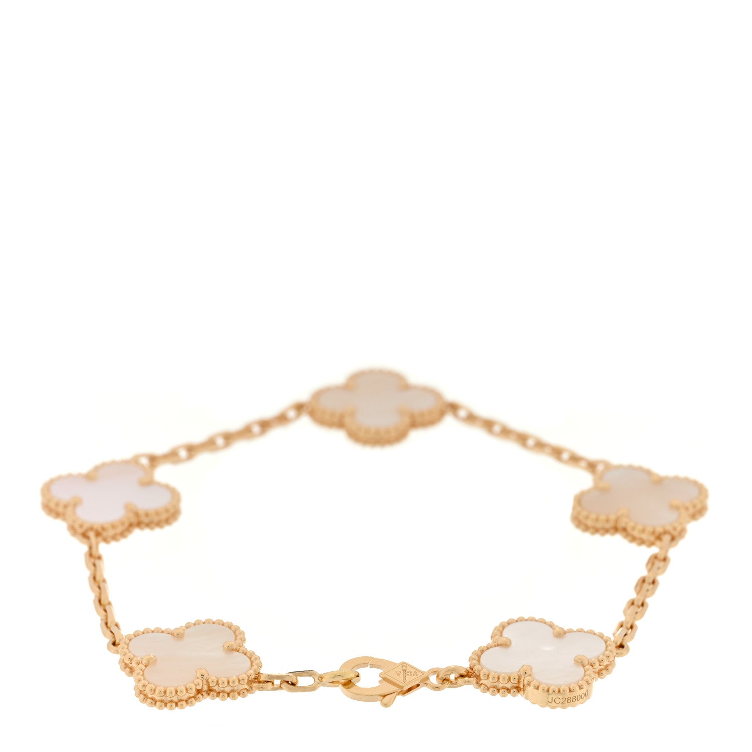 Van Cleef & Arpels 18K Yellow Gold Mother of Pearl 5 Motifs Vintage Alhambra Bracelet 2 of 3