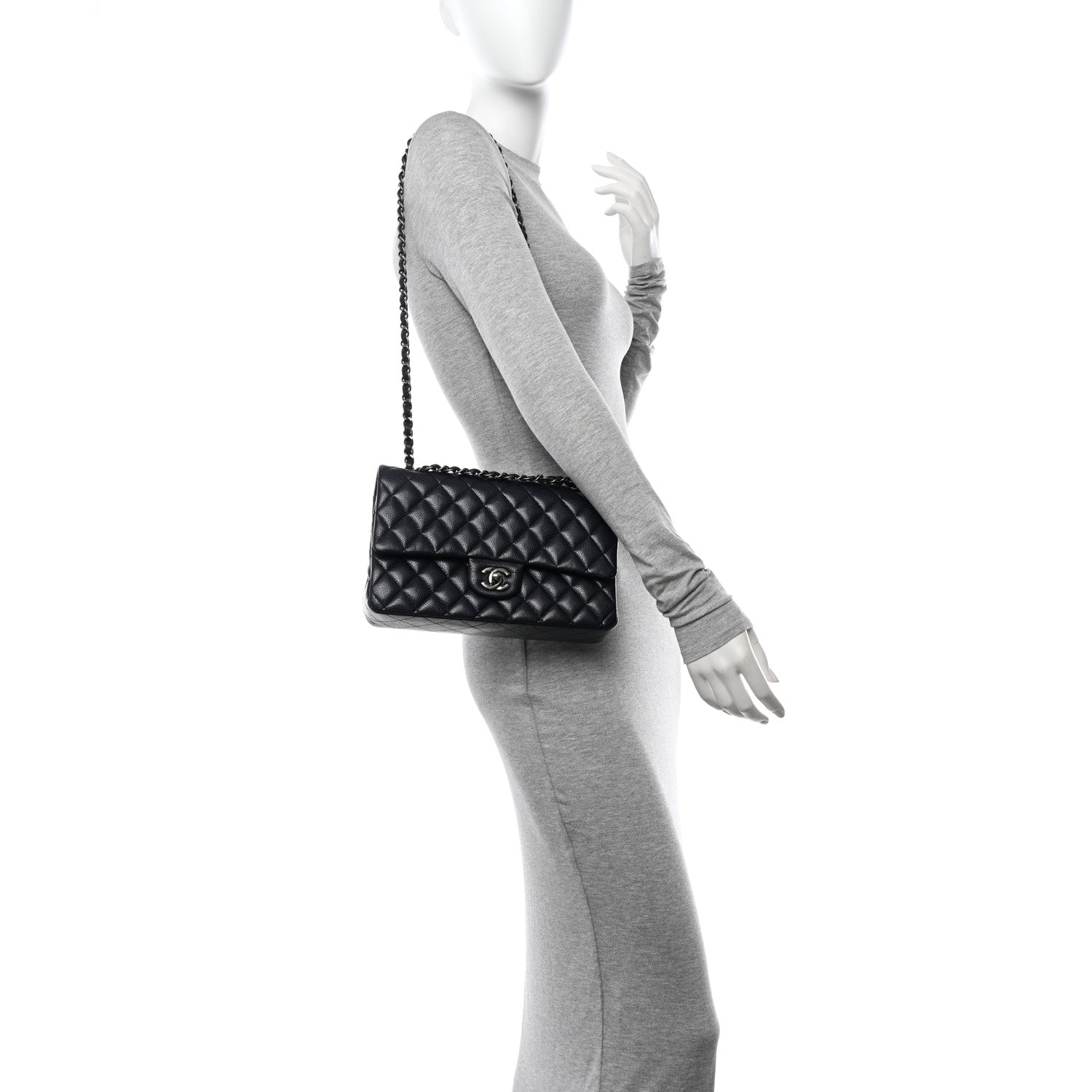 Chanel Caviar Quilted Medium Double Flap Navy 2 of 11