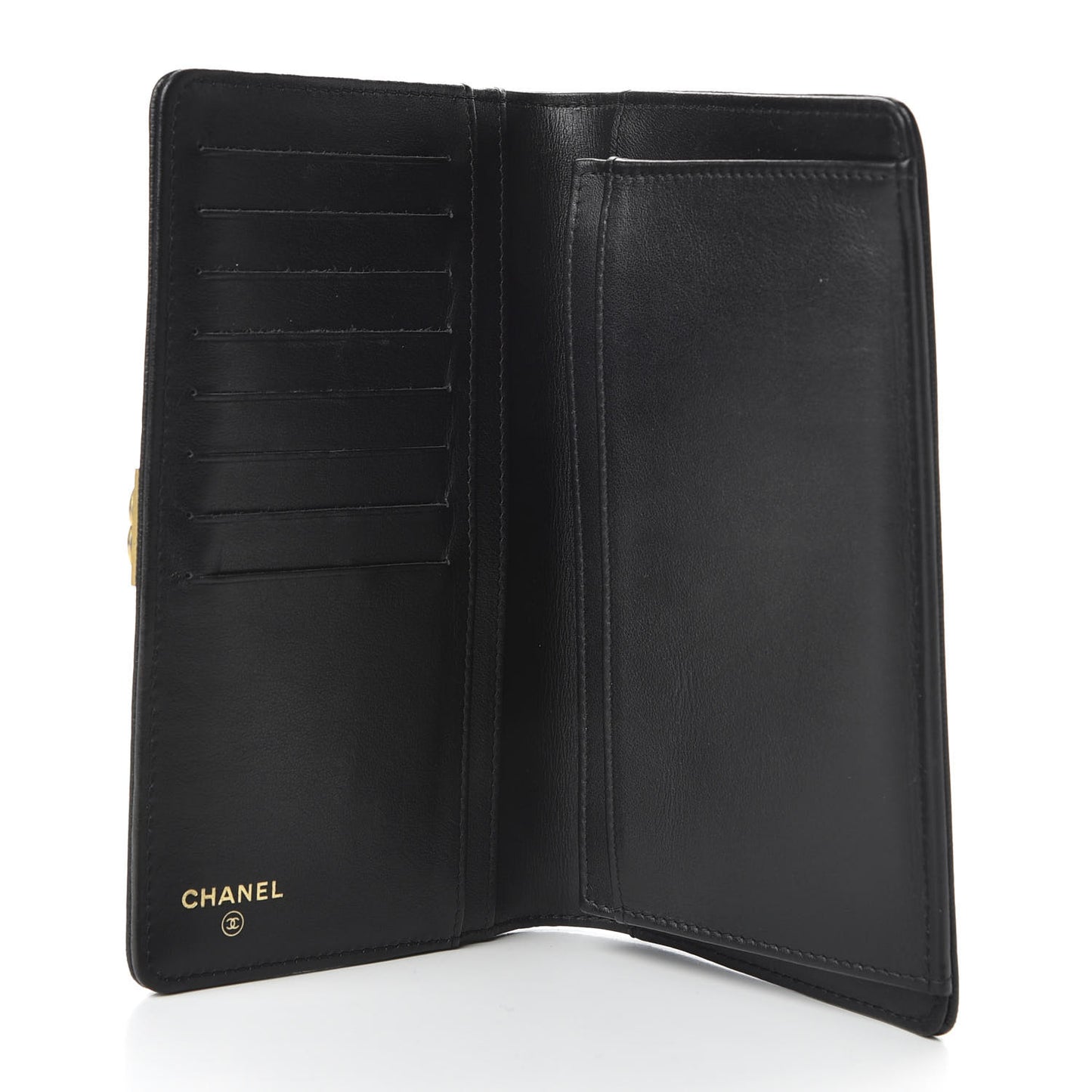Caviar Quilted Boy Yen Wallet Black