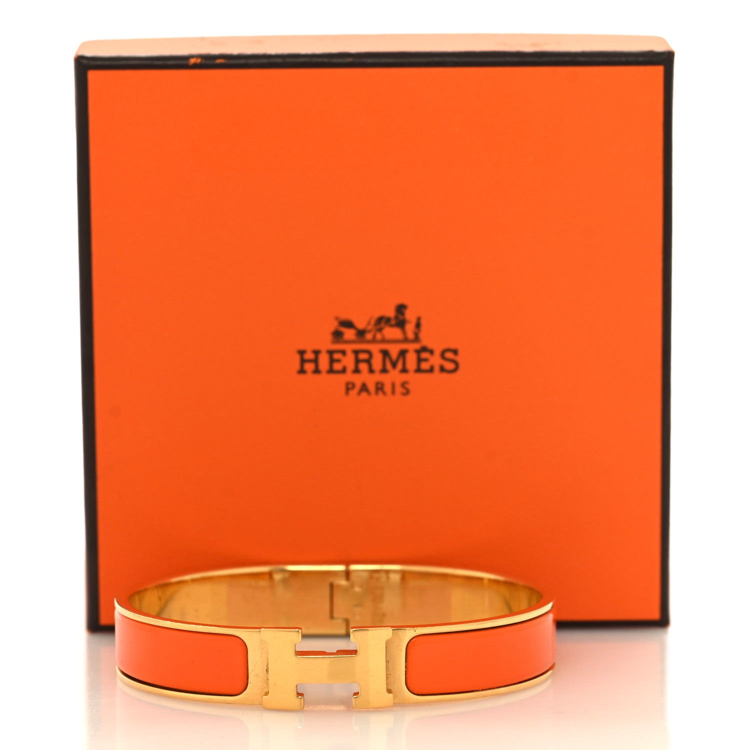 Hermes Enamel Narrow Clic Clac H Bracelet GM Orange 6 of 6
